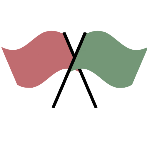 Red and green crossed flags icon